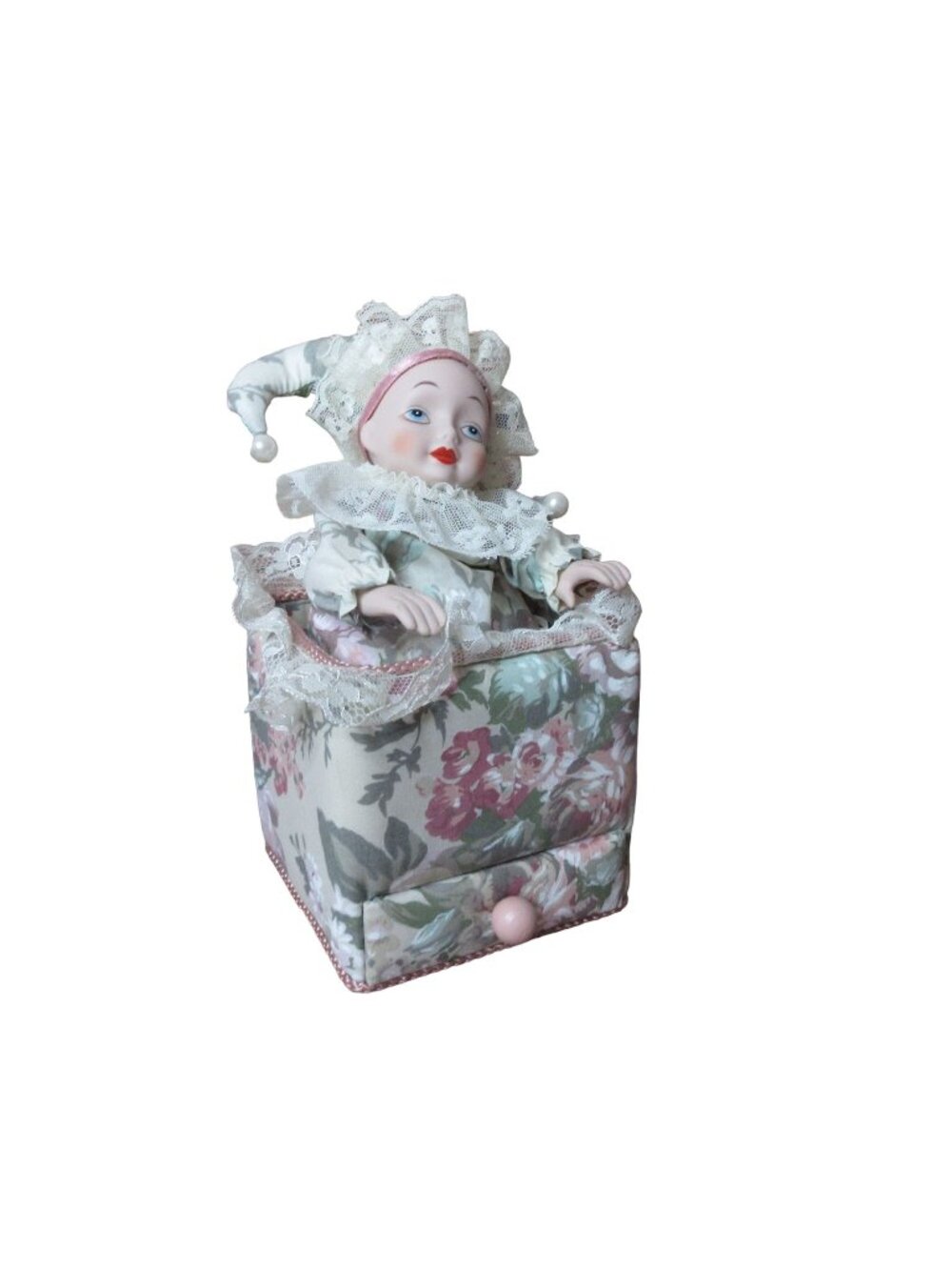 San Francisco Music Box Company Jester Doll  w/drawer Vintage 1989